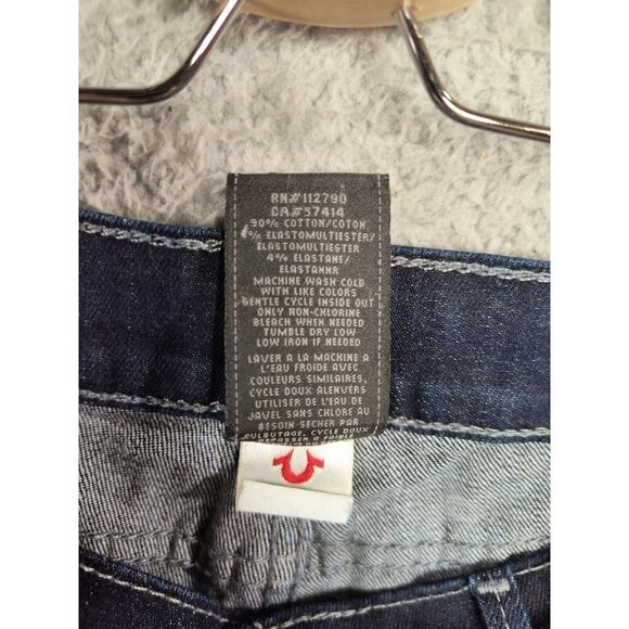 True Religion Brand Jeans Womens 26 Skinny Blue Distressed Pocket - Picture 13 of 14